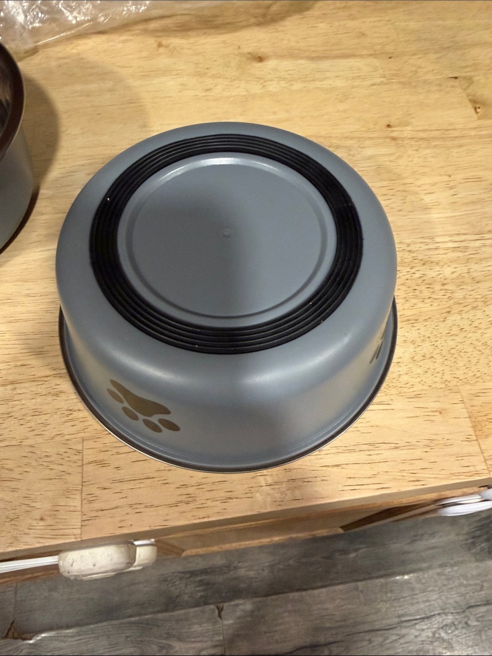 Gray Paw Print Stainless Steel Dog Bowl - Gray - Picture 2 of 3